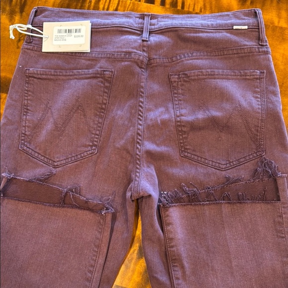 NWT Mother Women's Wine/Mauve Insider Crop Step Fray style Jeans Size 31 - Picture 8 of 12